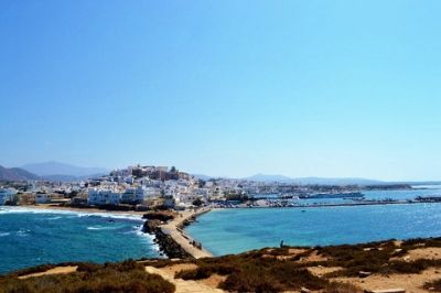 Vue de l'île de Naxos en Grèce.